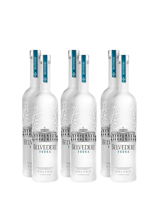 Belvedere Vodka Set 1 Ice Bucket & 6 bottles Pure - 40% - 6 x 70 CL