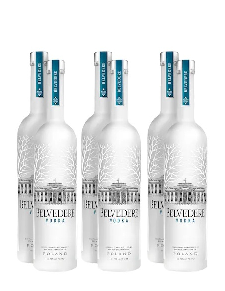 Belvedere Vodka Set 1 Ice Bucket & 6 bottles Pure - 40% - 6 x 70 CL