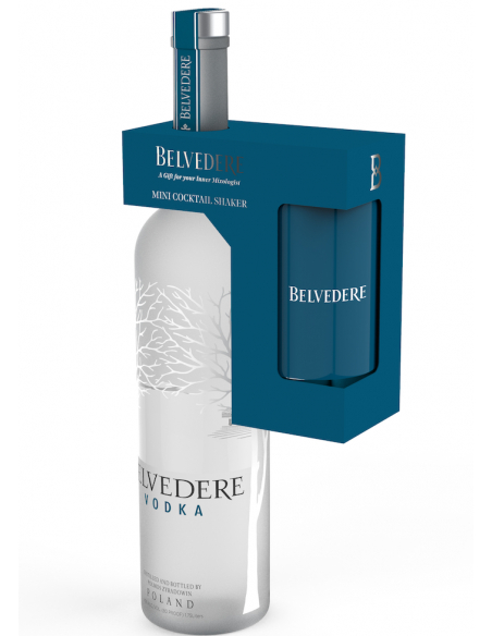 Belvedere Vodka Set 2 Medium Ice Bucket & 6 Spritz Glasses & 2 bottles Pure & 2 Mini Shaker - 40% - 2 x 70 CL