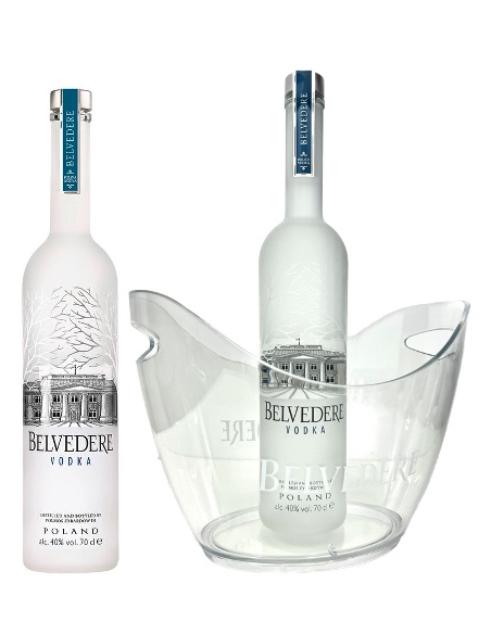 Belvedere Vodka Set 1 Ice Bucket Medium & 2 bottles Pure - 40% - 2 x 70 CL