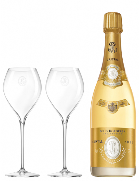 Cristal Louis Roederer Luxury Giftbox 2 Verres 28.5 cl & Vintage 2013 blanc - 75 cl