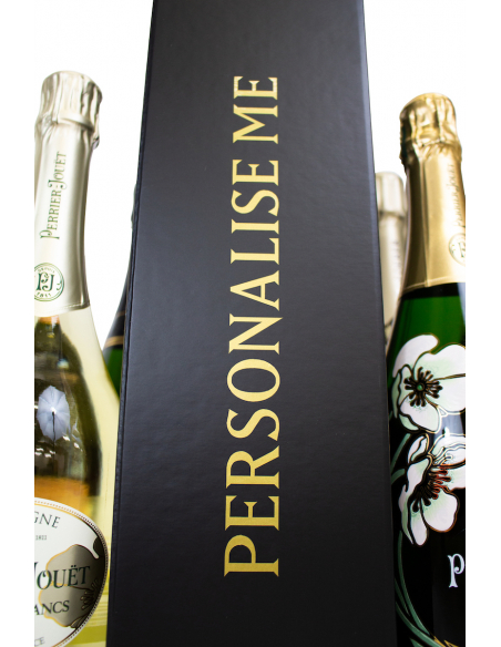 Misterchampagne.ch Giftbox Schwarz Karton, 20 Buchstaben GOLD Personalisiert - 75 cl