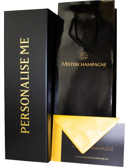 Misterchampagne.ch Giftbox Schwarz Karton, 20 Buchstaben GOLD Personalisiert - 75 cl
