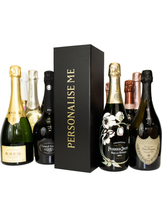 Misterchampagne.ch Giftbox Schwarz Karton, 20 Buchstaben GOLD Personalisiert - 75 cl