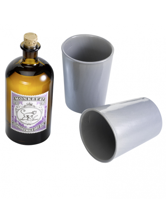 GIN MONKEY 47 Set of 2 clay cups & Dry GIN - 47% - 50 CL