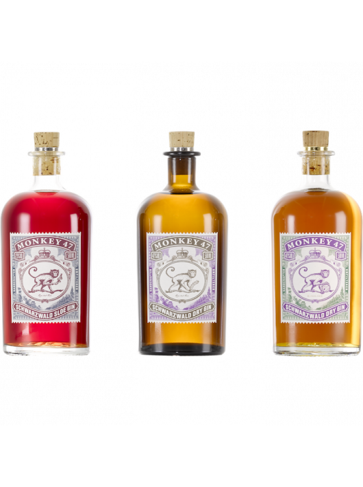 GIN MONKEY 47 Triple Box Barrel Cut & Sloe & Dry GIN - 3 x 50 CL