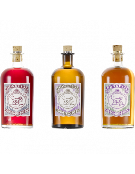 GIN MONKEY 47 Triple Box Barrel Cut & Sloe & Dry GIN - 3 x 50 CL