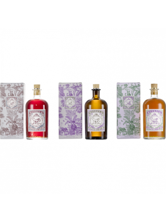 GIN MONKEY 47 Triple Box Barrel Cut & Sloe & Dry GIN - 3 x 50 CL