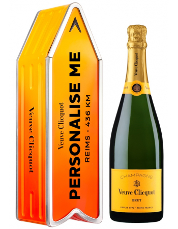 Veuve Clicquot Personalisierte Metal Geschenkbox "ARROW ORANGE" Yellow Label Brut - 75 cl