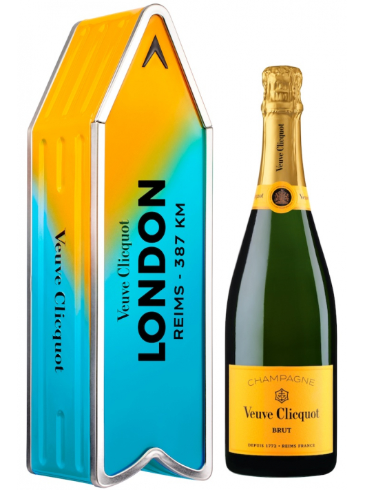 Veuve Clicquot Métal Giftbox Personnalisé "ARROW BLUE" Brut Carte Jaune - 75 cl