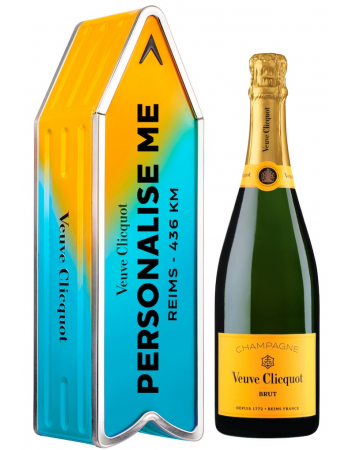 Veuve Clicquot Métal Giftbox Personnalisé "ARROW BLUE" Brut Carte Jaune - 75 cl