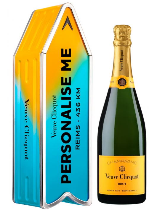 Veuve Clicquot Métal Giftbox Personnalisé "ARROW BLUE" Brut Carte Jaune - 75 cl