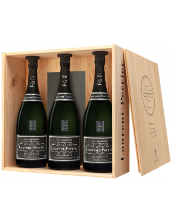 Laurent-Perrier Holzkiste mit 3 MAGNUM BRUT 1997, 1999 und 2000 - 3 x 150 cl
