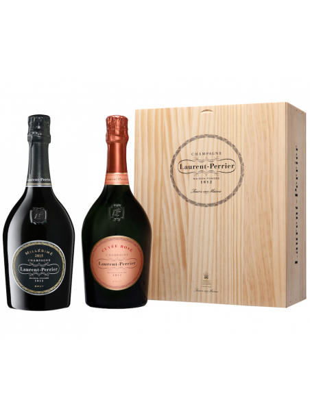 Laurent-Perrier Coffret Bois Vintage 2015 Brut & Cuvée rosé - 2 x 75 cl