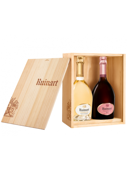 Ruinart CAISSE BOIS DUO BOTTLE Rosé & Blanc de blancs - 75 cl