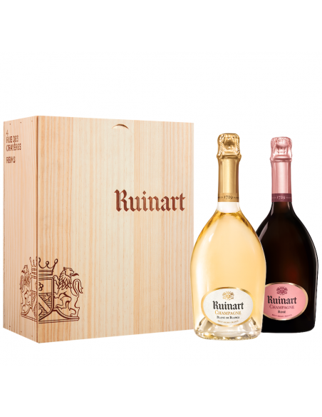 Ruinart CAISSE BOIS DUO BOTTLE Rosé & Blanc de blancs - 75 cl
