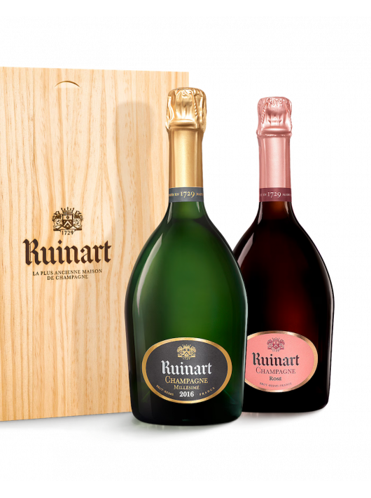 Ruinart CAISSE BOIS DUO Vintage 2016 Brut & Rosé - 2 x 75 cl