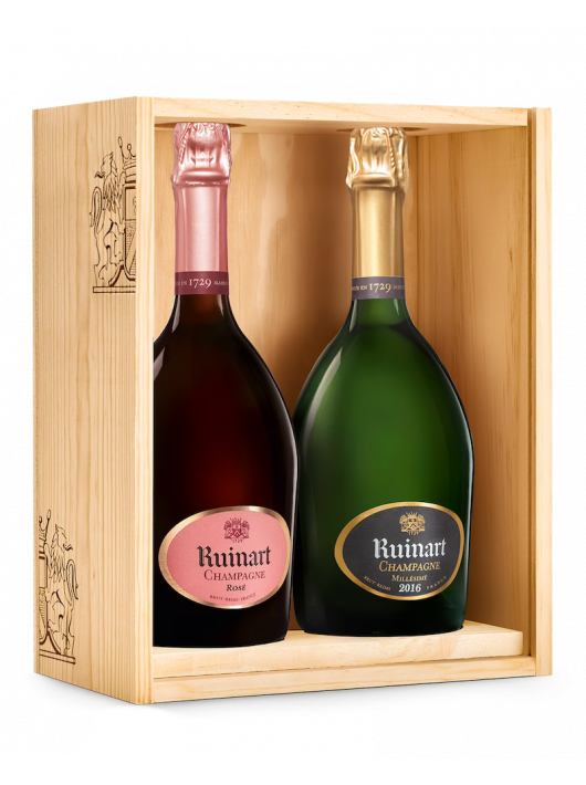 Ruinart CAISSE BOIS DUO Vintage 2016 Brut & Rosé - 2 x 75 cl