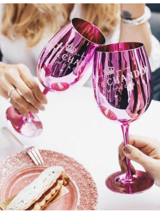 Moët & Chandon SET 2 pink ceramic GLASSES + 1 ICE IMPERIAL ROSÉ - 75 CL