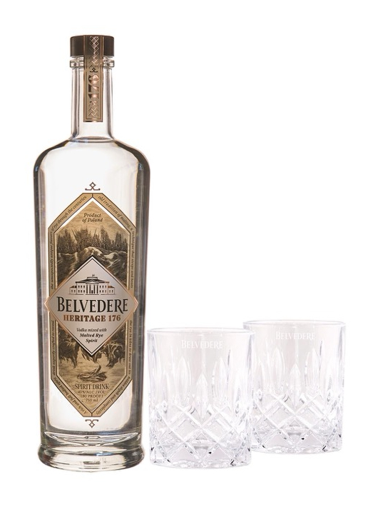 Belvedere Vodka Set 2 gläser & Heritage 176 - 40% - 70 CL