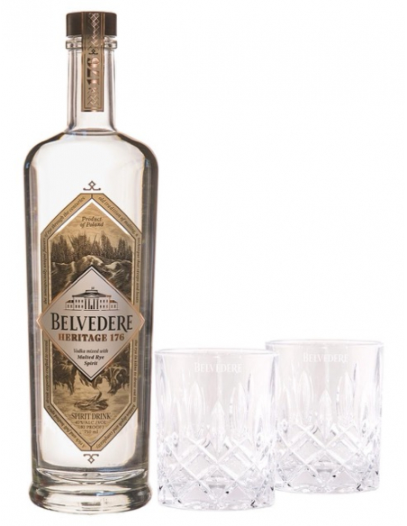 Belvedere Vodka Set 2 glasses & Heritage 176 - 40% - 70 CL