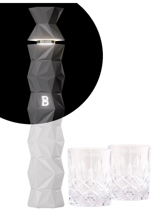 Belvedere Vodka Set 2 Glasses & B10 Luminous Limited Edition - 40% - 70 CL