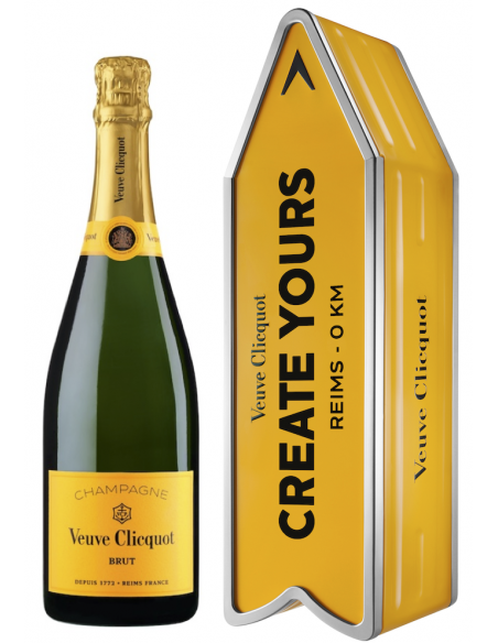 Veuve Clicquot Personalisierte Metal Geschenkbox "ARROW" Yellow Label Brut - 75 cl
