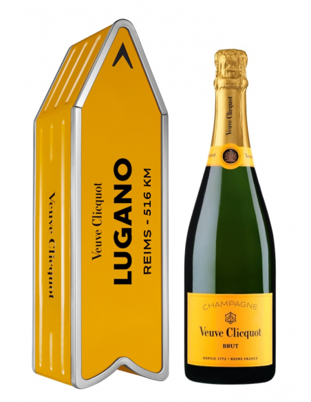 Veuve Clicquot ARROW "LUGANO" Metal GIFTBOX Brut Carte Jaune - 75 cl
