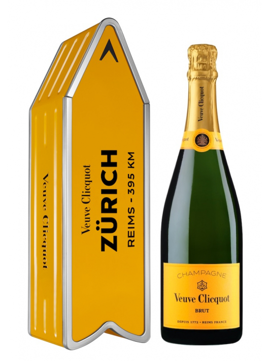 Veuve Clicquot ARROW "ZÜRICH" Metal GIFTBOX Brut Carte Jaune - 75 cl