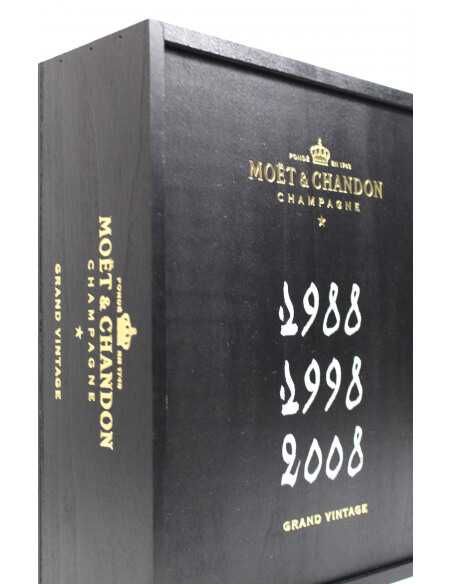 Moët & Chandon 3 x BOTTLES GRAND VINTAGE 1988, 1998 & 2008 - 3 x 75 cl