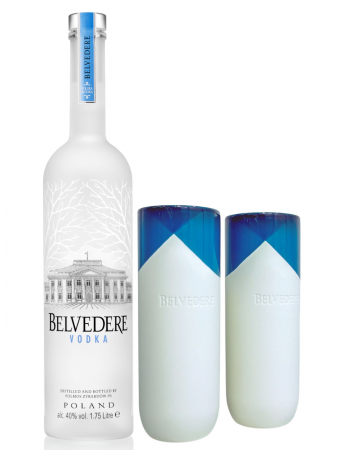 Belvedere Vodka Set 2 verres Natural Signature & 1 bouteille Pure - 40% - 70 cl