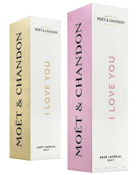 Moët & Chandon Set "I LOVE YOU" Rosé & Brut - 2 x 75 CL