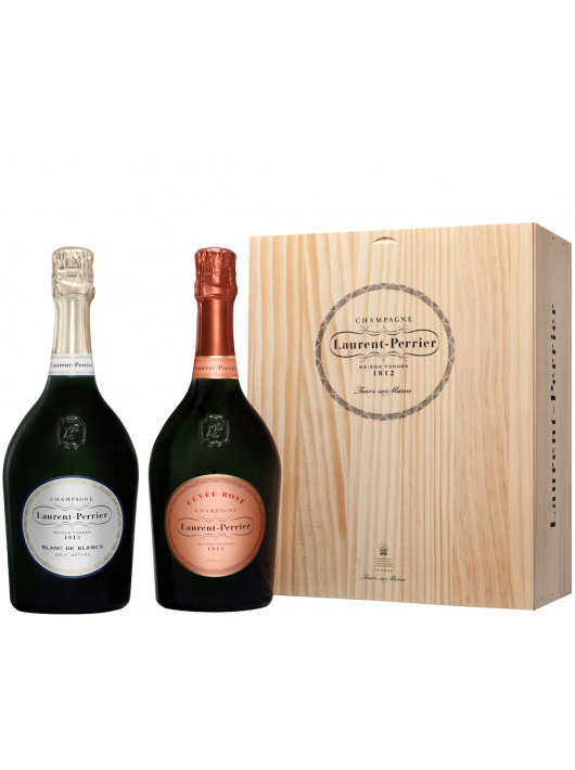 Laurent-Perrier Coffret Bois Cuvée rosé & Blanc de blancs - 2 x 75 cl